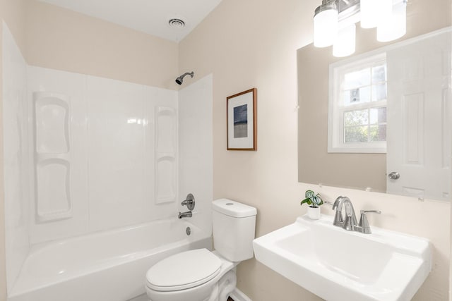 2512 Drayton Dr, Augusta, GA 30906 - full bathroom with a sink, toilet, and bathing tub / shower combination
