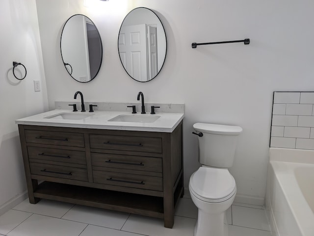4331 Big Dipper Cir, Hephzibah, GA 30815 - bathroom with double vanity, tile patterned flooring, and a tub to relax in
