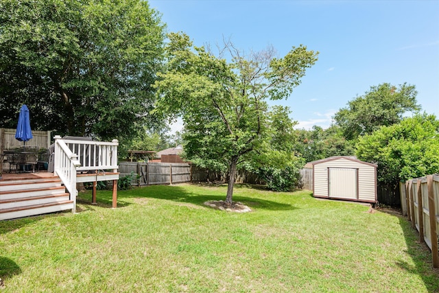 1216 Heard Ave, Augusta, GA 30904 - fenced backyard featuring a wooden deck and a storage shed