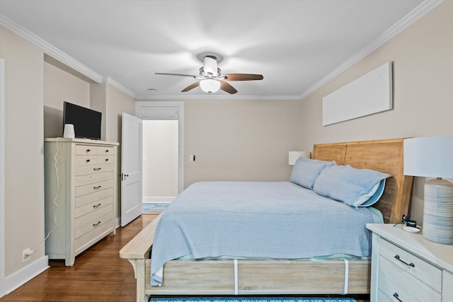 1216 Heard Ave, Augusta, GA 30904 - bedroom with ornamental molding, dark wood-type flooring, and ceiling fan