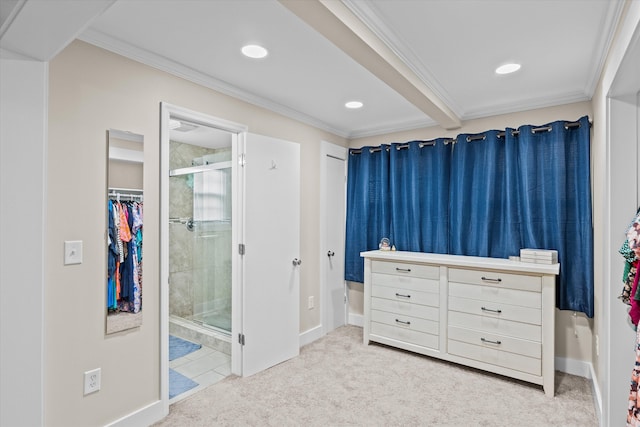 1216 Heard Ave, Augusta, GA 30904 - bedroom with carpet, crown molding, connected bathroom, and recessed lighting