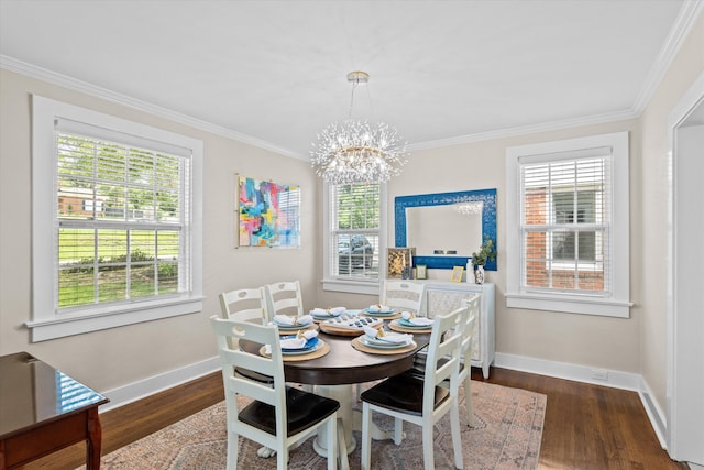 1216 Heard Ave, Augusta, GA 30904 - dining space featuring ornamental molding, a chandelier, and wood finished floors