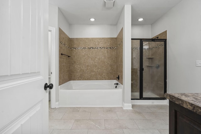 4752 Storey Mill Rd, Hephzibah, GA 30815 - bathroom with vanity, tile patterned flooring, and recessed lighting