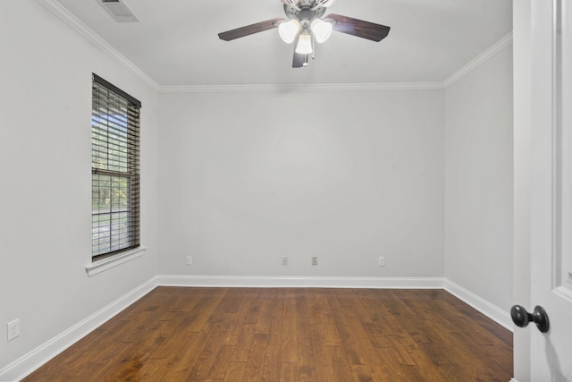 4752 Storey Mill Rd, Hephzibah, GA 30815 - unfurnished room featuring ornamental molding, dark wood-style floors, and ceiling fan