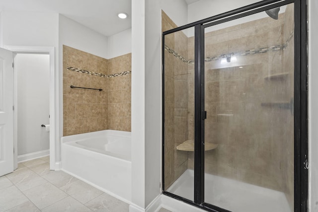 4752 Storey Mill Rd, Hephzibah, GA 30815 - full bathroom featuring a stall shower, a bath, and recessed lighting