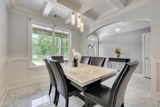 7054 Rance Perry Rd, Appling, GA 30802 - dining room featuring a decorative wall, visible vents, arched walkways, and a healthy amount of sunlight