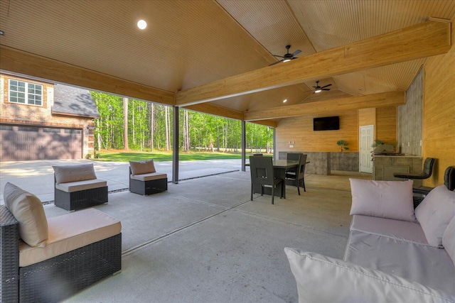 7054 Rance Perry Rd, Appling, GA 30802 - view of patio with outdoor dining space, an outdoor hangout area, and ceiling fan