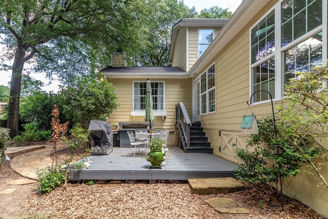 1300 Concord Ave, North Augusta, SC 29841 - rear view of property with a chimney and a deck