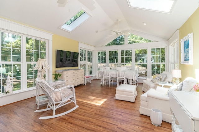 1300 Concord Ave, North Augusta, SC 29841 - sunroom with a skylight, lofted ceiling, plenty of natural light, and wood finished floors