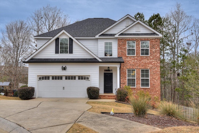 view of front facade with a garage