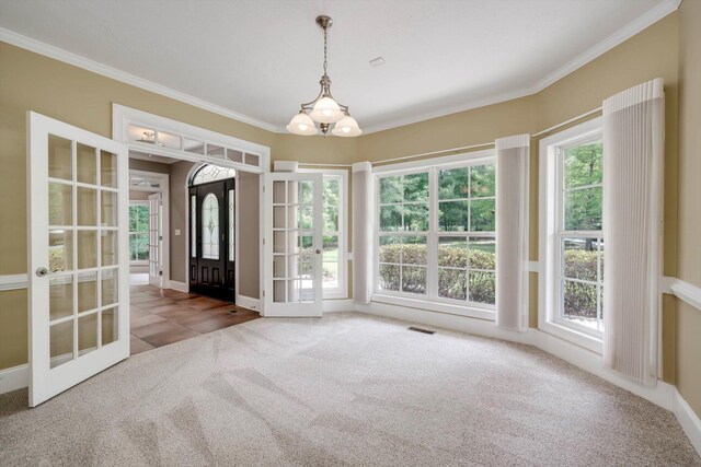 2288 William Few Pkwy, Evans, GA 30809 - unfurnished room with french doors, carpet floors, crown molding, and healthy amount of natural light