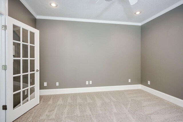 2288 William Few Pkwy, Evans, GA 30809 - carpeted spare room featuring ornamental molding, a ceiling fan, recessed lighting, and baseboards