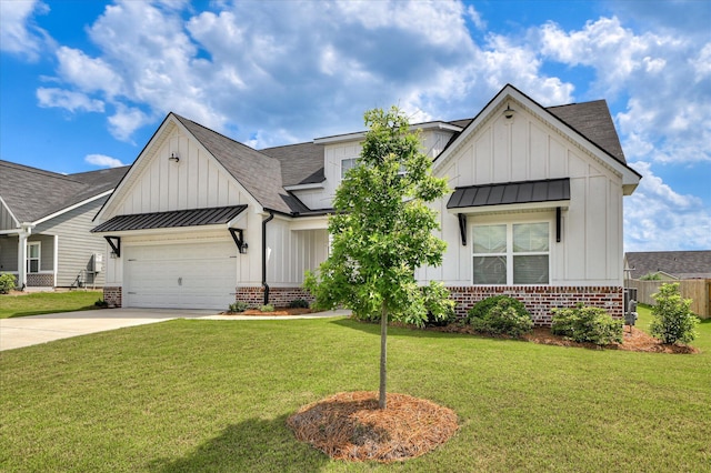 8073 Crossbow Lndg, Graniteville, SC 29829 - modern farmhouse style home featuring board and batten siding, a standing seam roof, driveway, and an attached garage