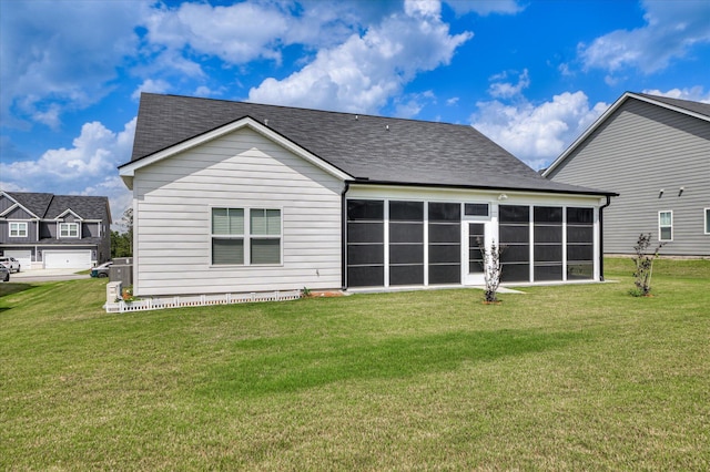 8073 Crossbow Lndg, Graniteville, SC 29829 - back of house with roof with shingles, a yard, and a sunroom