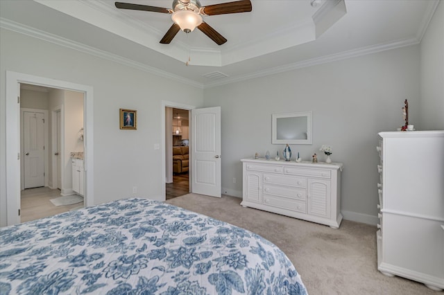 8073 Crossbow Lndg, Graniteville, SC 29829 - bedroom with a tray ceiling, ornamental molding, light colored carpet, baseboards, and ceiling fan