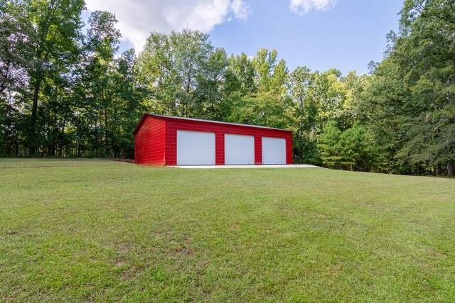 2700 Summit Ridge Rd, Evans, GA 30809 - view of green lawn with a garage and an outbuilding