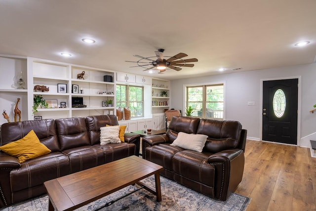 2700 Summit Ridge Rd, Evans, GA 30809 - living area featuring a ceiling fan, recessed lighting, and wood finished floors