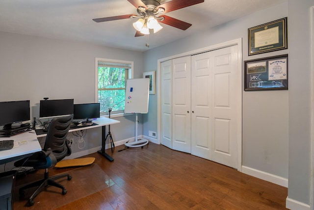 2700 Summit Ridge Rd, Evans, GA 30809 - office space featuring a ceiling fan and wood finished floors