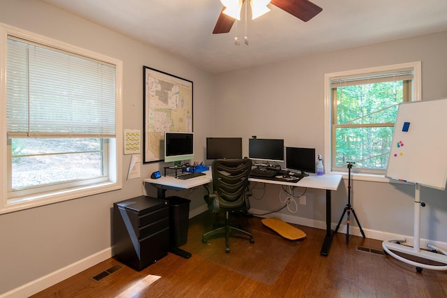 2700 Summit Ridge Rd, Evans, GA 30809 - office area featuring wood finished floors and a ceiling fan