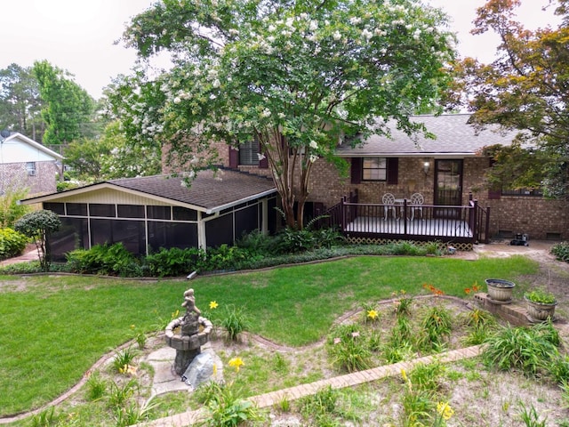 2161 Chadwick Rd, Augusta, GA 30906 - view of green lawn featuring a sunroom and a deck