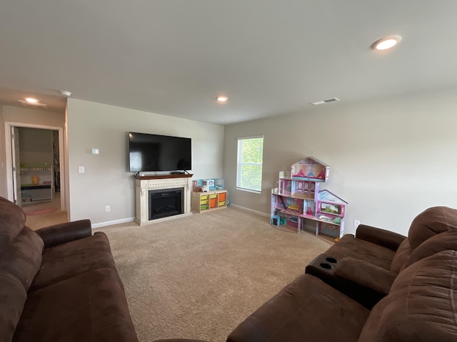 134 Grindle Shls, Grovetown, GA 30813 - carpeted living area with baseboards, a fireplace, and recessed lighting