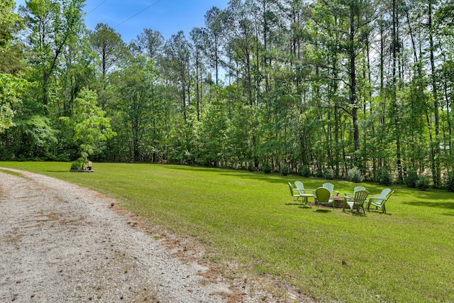 2960 Old Thomson Rd, Appling, GA 30802 - view of yard featuring a fire pit and a wooded view