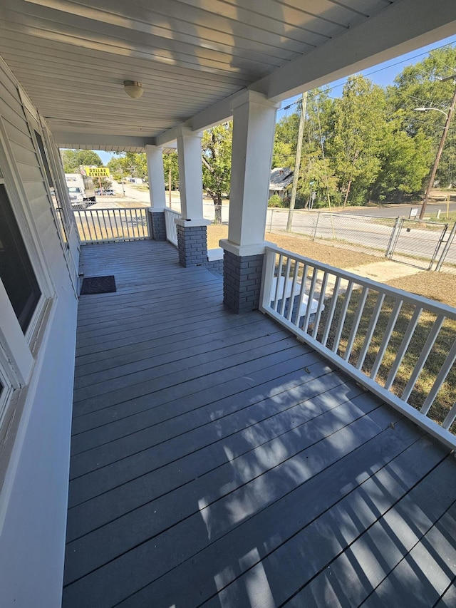 wooden deck featuring a porch