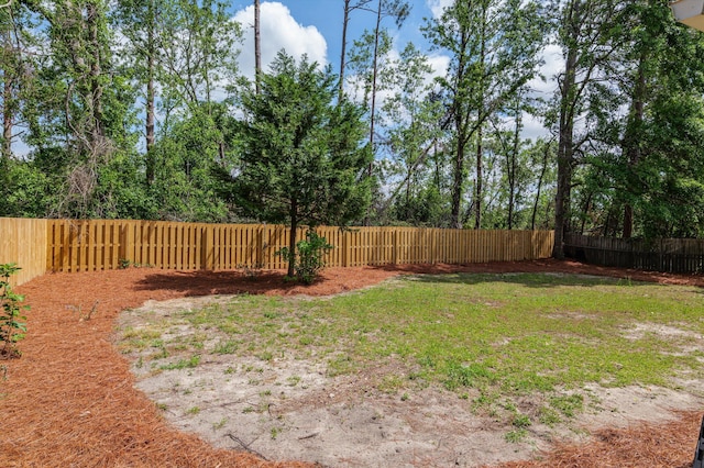 view of yard with a fenced backyard