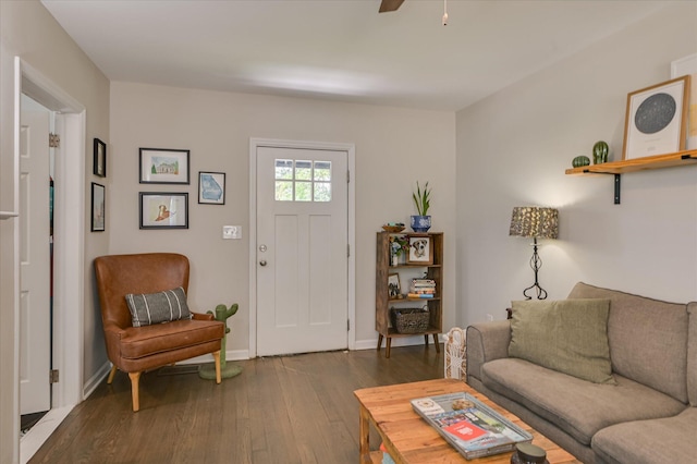 1745 Oak Dr, Augusta, GA 30904 - living area featuring dark wood finished floors and a ceiling fan