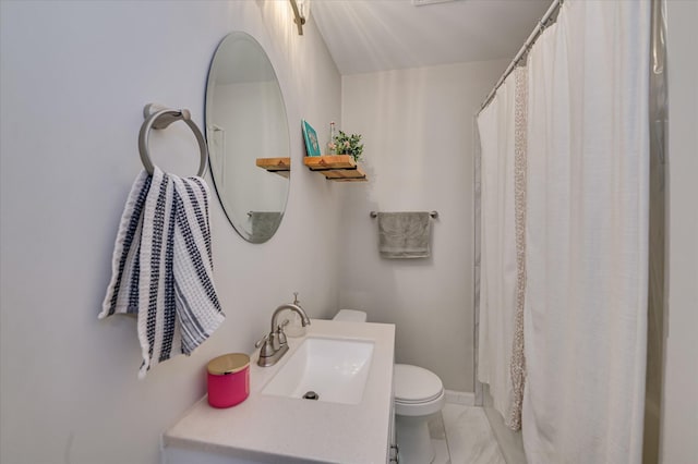 1745 Oak Dr, Augusta, GA 30904 - full bath with vanity, marble finish flooring, and a shower with curtain
