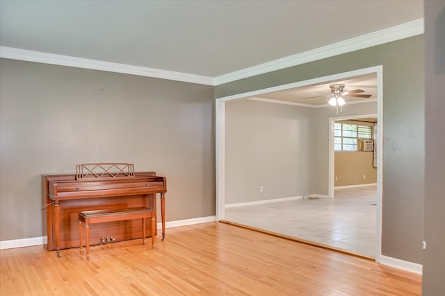 3515 Potomac Dr, Augusta, GA 30906 - spare room with a ceiling fan, light wood-style flooring, baseboards, and ornamental molding