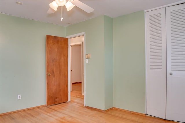 3515 Potomac Dr, Augusta, GA 30906 - unfurnished bedroom with light wood-style floors, a closet, baseboards, and ceiling fan