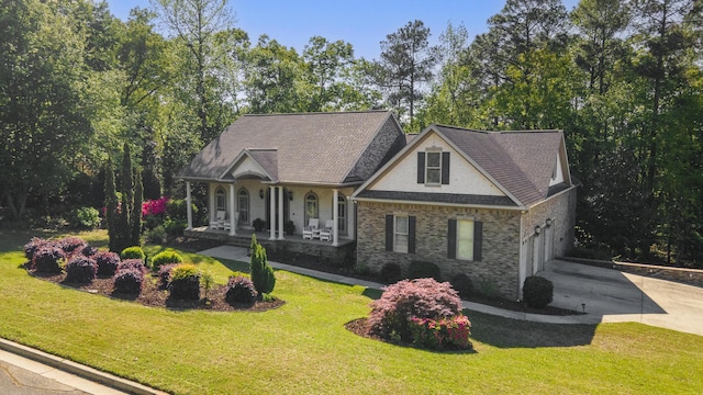 403 Ascot Dr, Aiken, SC 29803 - craftsman-style home with concrete driveway, a porch, and a front lawn