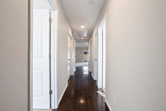 hall with dark hardwood / wood-style floors