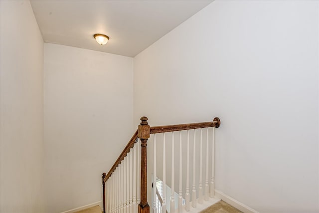 3374 Grove Landing Cir, Grovetown, GA 30813 - stairway featuring baseboards and carpet floors