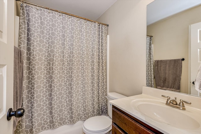 3374 Grove Landing Cir, Grovetown, GA 30813 - bathroom featuring toilet, vanity, and a shower with shower curtain