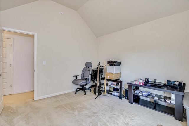 3374 Grove Landing Cir, Grovetown, GA 30813 - carpeted home office with vaulted ceiling and baseboards