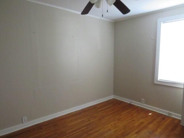 2810 Anne St, Augusta, GA 30906 - empty room featuring crown molding, a ceiling fan, and wood finished floors