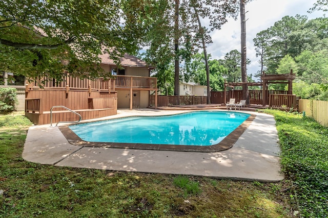 705 Woodgate Ct, Augusta, GA 30909 - view of swimming pool featuring a fenced backyard, a wooden deck, and a patio