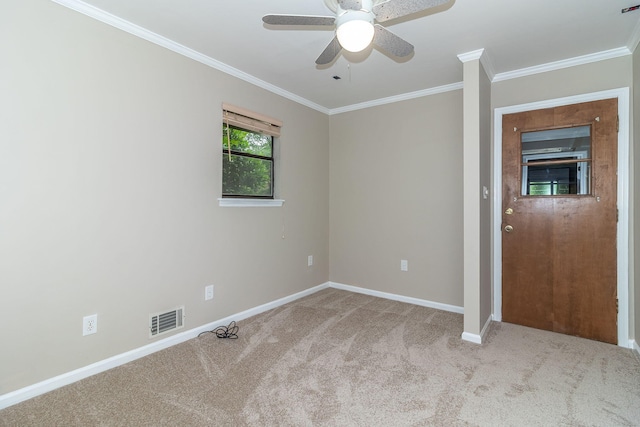 705 Woodgate Ct, Augusta, GA 30909 - empty room featuring carpet, ornamental molding, and a ceiling fan