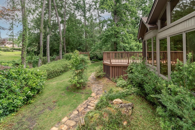 705 Woodgate Ct, Augusta, GA 30909 - view of green lawn featuring a wooden deck
