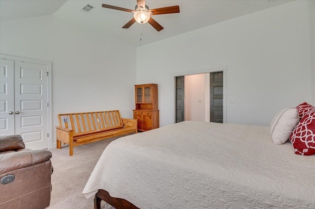 508 Oakley Grv Cir, Evans, GA 30809 - bedroom featuring carpet floors, lofted ceiling, and ceiling fan