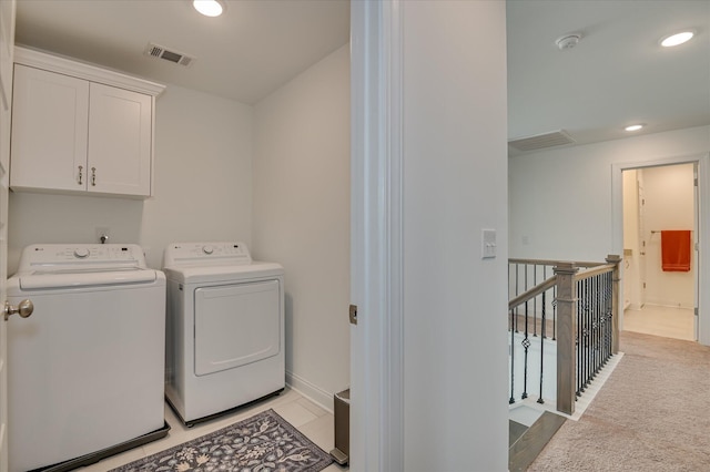 508 Oakley Grv Cir, Evans, GA 30809 - washroom featuring washer and dryer, recessed lighting, and cabinet space