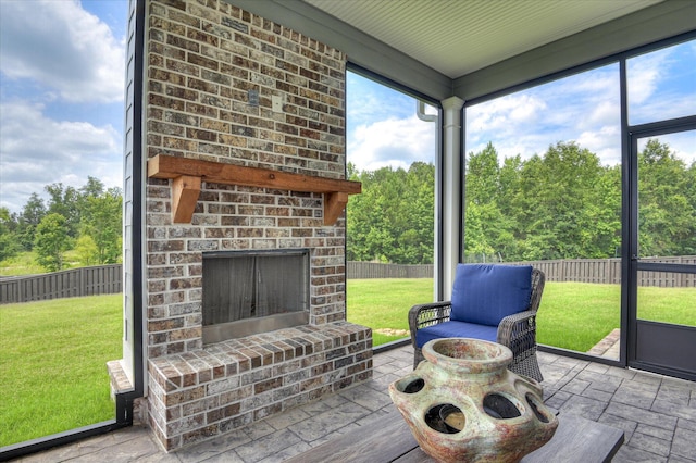508 Oakley Grv Cir, Evans, GA 30809 - sunroom with an outdoor brick fireplace