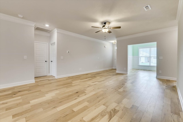 6135 Mottled Duck Dr, North Augusta, SC 29860 - unfurnished room with a ceiling fan, light wood-type flooring, ornamental molding, baseboards, and recessed lighting