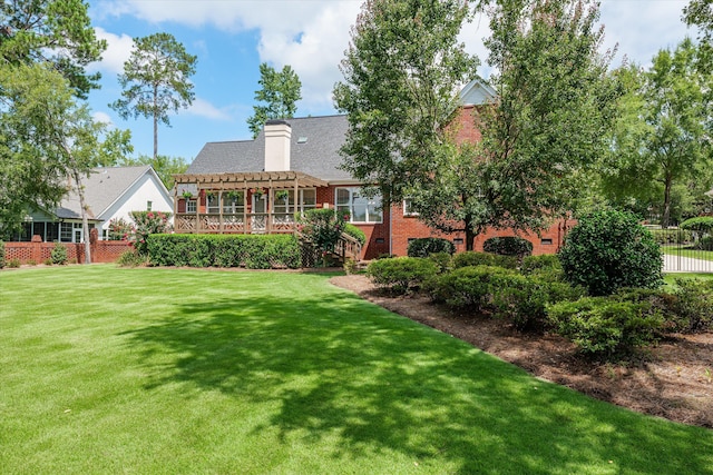 3570 Granite Way, Martinez, GA 30907 - back of house with a pergola, brick siding, and a shingled roof