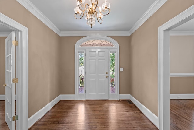 3570 Granite Way, Martinez, GA 30907 - entrance foyer with a chandelier, wood finished floors, and ornamental molding