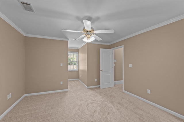 3570 Granite Way, Martinez, GA 30907 - unfurnished room with light colored carpet, ornamental molding, and a ceiling fan