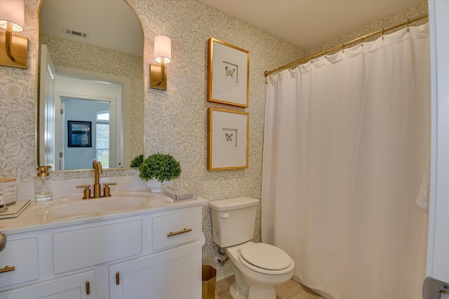 385 Bridle Path Rd, North Augusta, SC 29860 - full bathroom featuring wallpapered walls and vanity