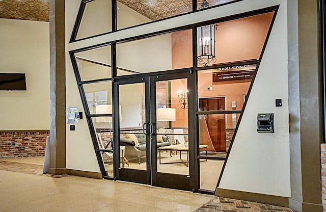 doorway to property with french doors